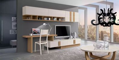 Wohnwand TV Schrank Stuhl Wohnmöbel Modern Wohnzimmer Set neu braun