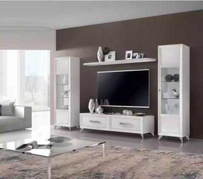 TV-Ständer 2x Vitrine Moderne Wohnwand Wohnzimmer Set Modern 4tlg