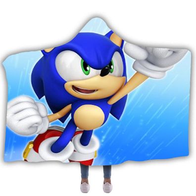 Sonic The Hedgehog Doppeldecker Decke Miles Knuckles Hoodie Blanket Studenten Umhang