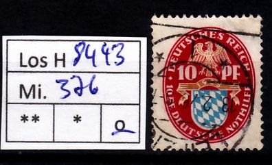 Los H8443: Deutsches Reich Mi. 376, gest.