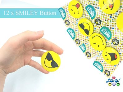 12x SMILEY Pin Anstecker Button | Geburtstag Mitgebsel Tombola Give Away Kinder