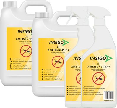 INSIGO 2x2L + 2x1L Ameisenspray Ameisenmittel Ameisengift gegen Ameisen Bekämpfung
