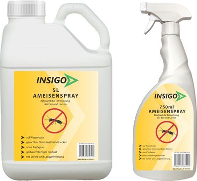 INSIGO 5L + 750ml Ameisenspray Ameisenmittel Ameisengift gegen Ameisen Bekämpfung