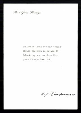 Kurt Georg Kiesinger 1904-1988 Bundeskanzler 1966-69 Original Sign. # BC G 38911