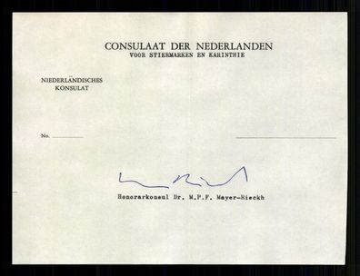 M.P.F. Mayer Rieckh Konsul in Österreich 60er Jahre Original Sign. # BC G 39035