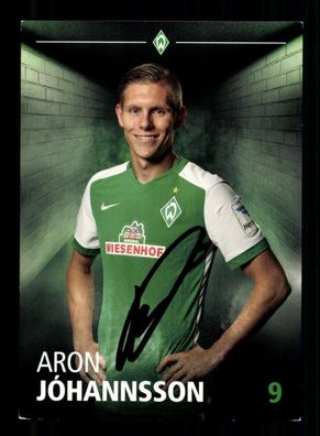 Aron Johannsson Autogrammkarte Werder Bremen 2015-16 Original Signiert