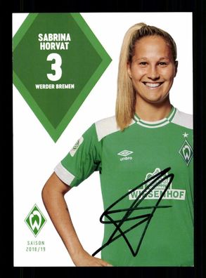 Sabrina Horvat Autogrammkarte Werder Bremen 2018-19 Frauen Original Signiert