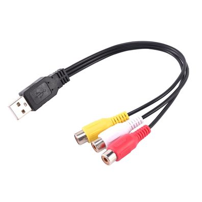 1pc USB Stecker auf 3 Cinch-buchse Adapter Audio Konverter Video Av A/ v Kabel USB zu