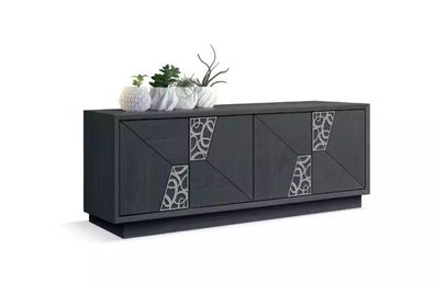 Graues Luxus Sideboard Wohnzimmer Holz Kommode Moderne Anrichte Neu