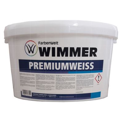 Farbenwelt WIMMER Premiumweiss 12.5 L WEISS Wandfarbe Deckkraft 1 Nassabrieb 3