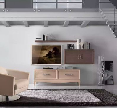 TV-Ständer Seitenschrank Moderne Wohnwand Wohnzimmer Set Modern 3tlg