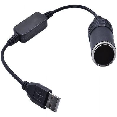 USB A Stecker auf 12 V Kfz Zigarettenanzénder Buchse Konverter, Farbe: schwarz