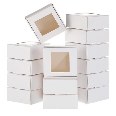 50 Stück Mini-Kraftpapierbox mit Sichtfenster, Geschenkverpackung, Leckerli-Box für