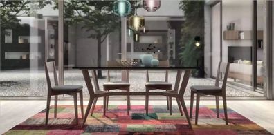 Design Tisch Stühle 5pc Esszimmer Holztisch Esszimmer Set Gruppe neu