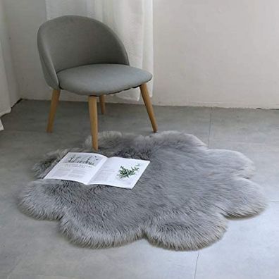 Lammfell Teppich, Schaffell Imitat Fellteppich 45 cm Blétenblattform