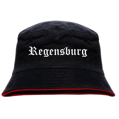 Regensburg Anglerhut - Altdeutsche Schrift - Schwarz-Roter Fischerhut - ...