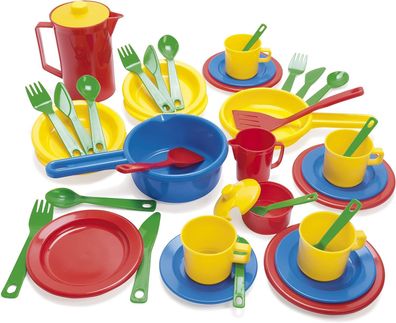 Dantoy 4223 Küchenspielset Kinder-Küche Besteck Spielzeug buntes Spiel-Geschirr