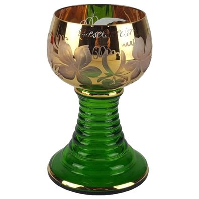 Weinrömer Römer Andenkenglas Gold grün Gieselwerder H 11,9 cm
