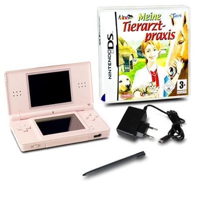 DS Lite Handheld Konsole rosa #74A + Ladekabel + Spiel Meine Tierarztpraxis