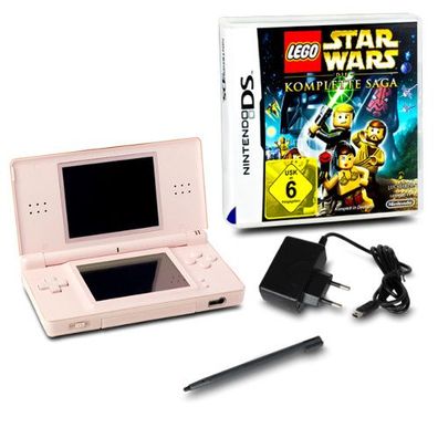 Ds Lite Handheld Konsole rosa #74A + Spiel Lego Star Wars die komplette Saga
