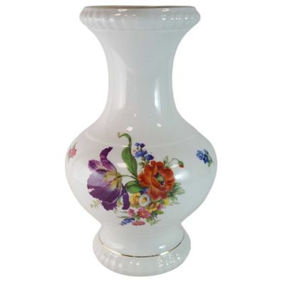 Vase Bareuther floralse Dekor Goldrand Blumenvase H 22 cm