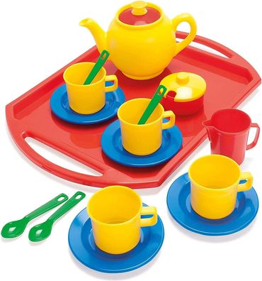 Dantoy - Teeservice Spielset mit Servierbrett - Teeparty für Kinder - 18 Stück - ...