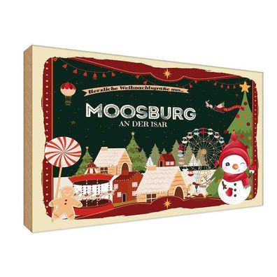 vianmo Holzschild Holzbild 20x30 cm Weihnachten aus Moosburg AN DER ISAR