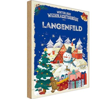 vianmo Holzschild Holzbild 20x30 cm Weihnachtsgrüße Langenfeld