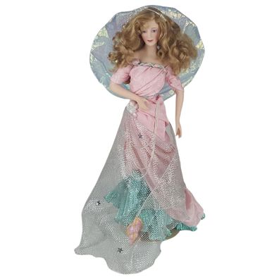Franklin Heirloom Dolls Porzellanpuppe Serena Of The Sea 1990 mit Ständer H 50 cm