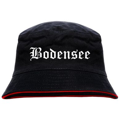 Bodensee Anglerhut - Altdeutsche Schrift - Schwarz-Roter Fischerhut - ...