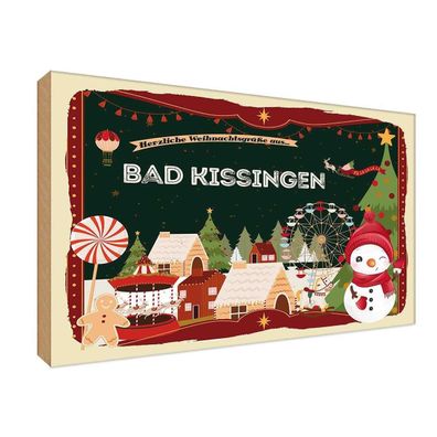 vianmo Holzschild Holzbild 20x30 cm Weihnachten BAD Kissungen