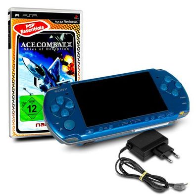 Original SONY Playstation Portable - PSP Konsole 3004 Slim & Lite in BLAU / VIBRAN...