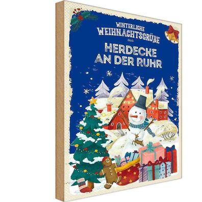 vianmo Holzschild Holzbild 20x30 cm Weihnachtsgrüße Herdecke AN DER RUHR