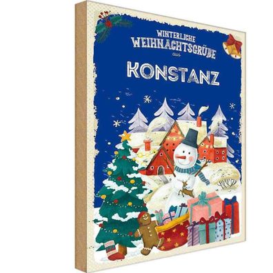 vianmo Holzschild Holzbild 20x30 cm Weihnachtsgrüße Konstanz