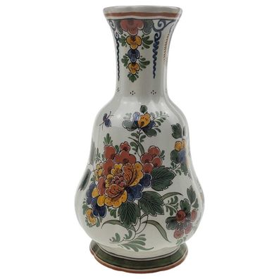 Vase H 21 cm Delfts Polychroom Blumendekor Bunt