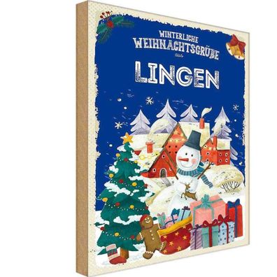 vianmo Holzschild Holzbild 20x30 cm Weihnachtsgrüße aus LINGEN