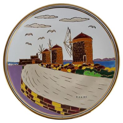 Neofitou Keramik Rodos Wandteller Sammelteller Handarbeit D 24,5 cm