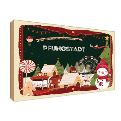vianmo Holzschild Holzbild 20x30 cm Weihnachten Pfungstadt
