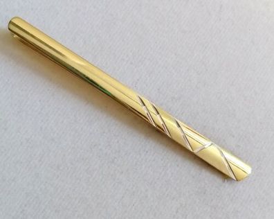 Gold Krawatten Klammer Krawattennadel Clip Gelbgold 333, Art Deco, Neuwertig