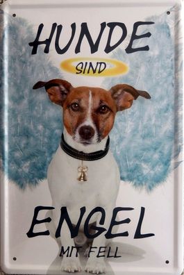 Top-Blechschild, 20 x 30 cm, Hunde, Engel mit Fell, Tier, Haustier, Neu, OVP