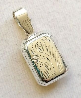 Silber 925 Medaillon Amulett Kette Anhänger für 2 Fotos, Art Deco, Neu, 3g, Top