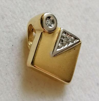 Gold Kette Anhänger bicolor Gelb-Weiß Gold 333 mit 2 Diamanten ca 0,05ct TC, Top