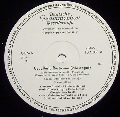 Deutsche Grammophon 139 206 - Cavalleria Rusticana / Pagliacci