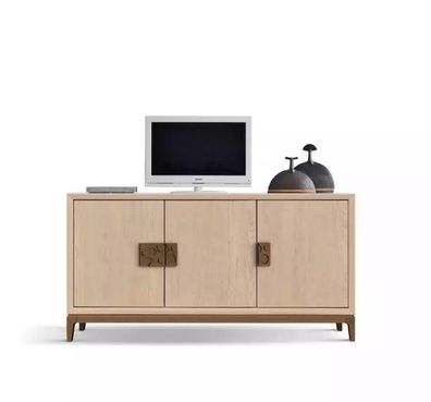Beiges Wohnzimmer Sideboard Luxus Designer Möbel Holz Luxus Kommode Neu