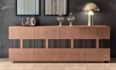 Luxus Braunes Sideboard Moderne Wohnzimmer Kommode 4 türig Holz Möbel