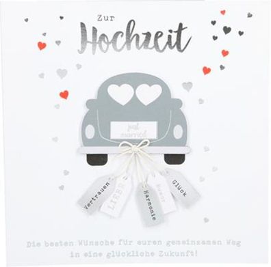 Glamour Glitzer Grußkarte Klappkarte mit Umschlag Zur Hochzeit die besten Wünsche für