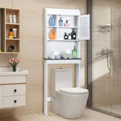 4-stufiger Toilettenschrank, freistehender Badezimmerregal mit Verstellbarer Ablage
