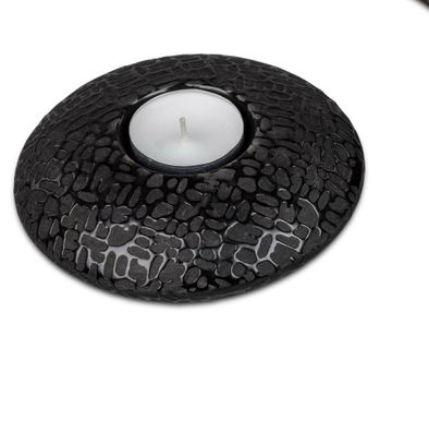 Formano Teelichtleuchter Leuchter Licht aus Keramik 13cm in schwarz-matt