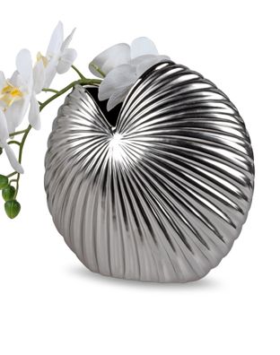 Formano 1 Stück Vase 19x19cm Matt Silber aus Keramik - Dekoration für ein schönes Zu