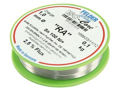 Lötzinn auf Rolle FELDER ISO-Core ''RA'', 1,0mm, 100g, bleifrei (Sn100%Ni + )